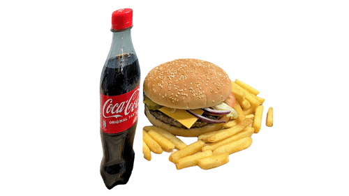 Cheeseburger Menü (Pommes Mayo, 0,5l Cola) Cheeseburger Menü (Pommes Mayo, 0,5l Cola)