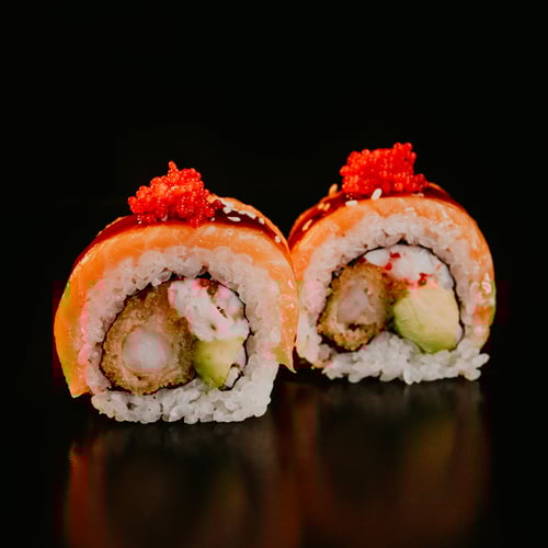 Royal mit Lachs & Garnelen Tempura.8 Stk.