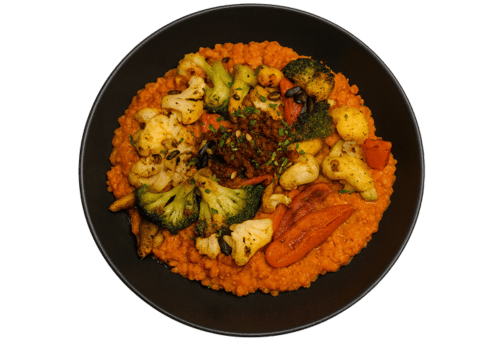 Linsenrisotto mit saisonalem Grillgemüse und Tomatenpesto
