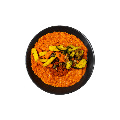 Linsenrisotto mit saisonalem Grillgemüse und Tomatenpesto