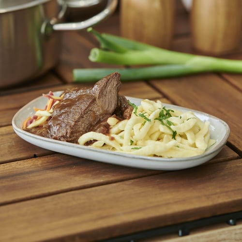 Rostbraten in Zwiebeljus