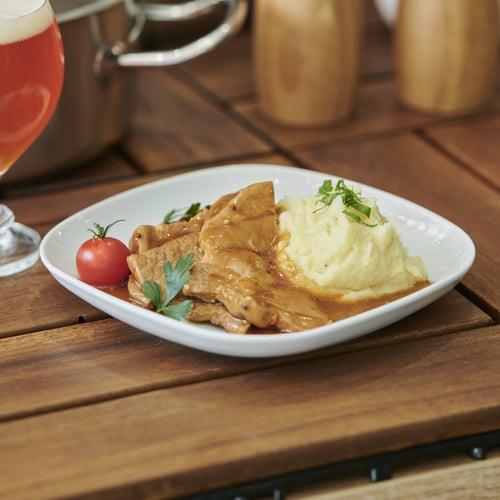 saftiger Brauhausbraten  in Bier-Senf-Sauce