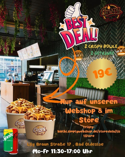 Crispy Bowl Mittagsmenü für 2
