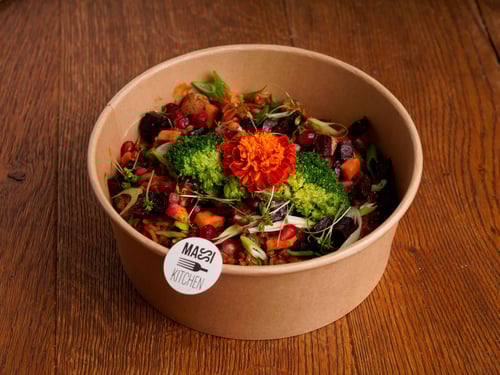 Vegetarische Gebratene-Reis-Bowl