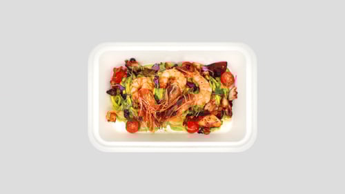 Hausgemachte Spaghetti Black-Tiger-Garnelen