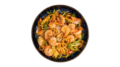Udon Nudeln mit Garnelen