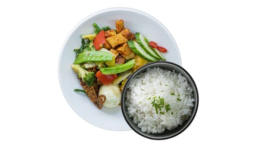 Menu vegetarisch (met zoetpittige tahoe-tempeh)