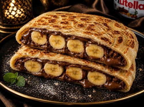 Dubbele Roti Prata met Banaan en Nutella