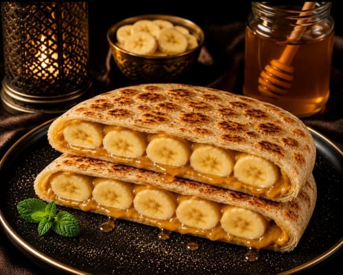 Dubbele Roti Prata met Banaan en Honing