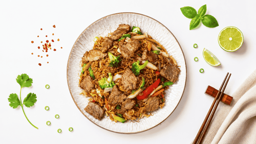 Fried Reis mit Rindfleisch