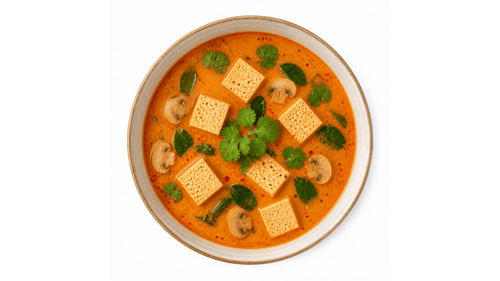 Kokos-Sahne-Suppe mit Tofu