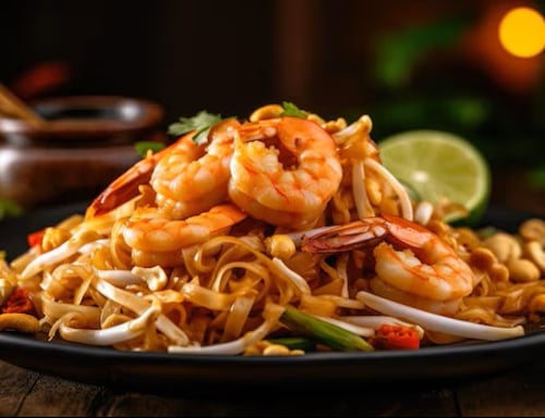 Pad Thai mit Garnelen