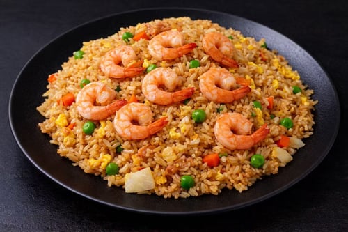 Gebratener Reis mit Garnelen