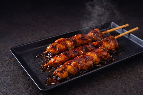 Hähnchenspieße BBQ (3.St.) mit Teriyaki Sauße
