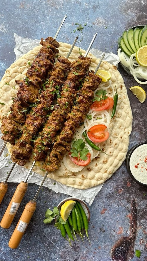 Shami Kebab-e Darbari ba Naan-e Afghan