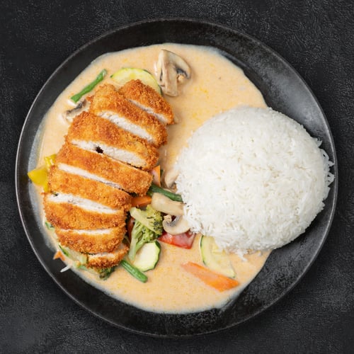 43. Knuspriges Hühnchen mit Thai-Curry Kokosmilch