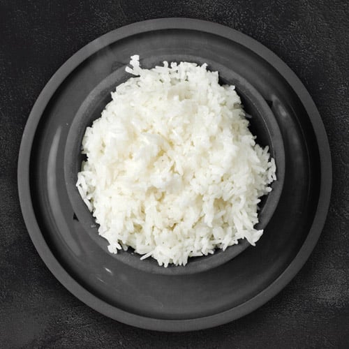 Portion gekochter Reis