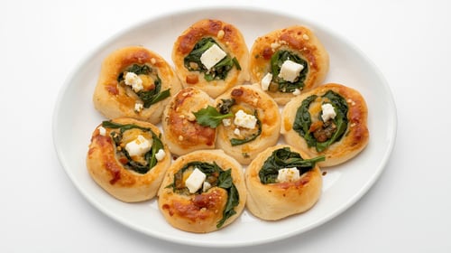 Pizzabrötchen Spinat hirtenkäde