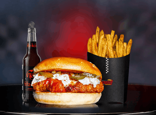 Monza Hot Chicken Burger-Menü