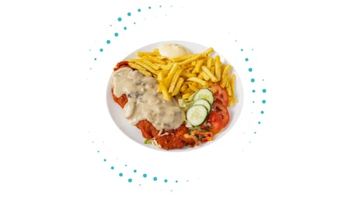 Schnitzel champignonsaus menu