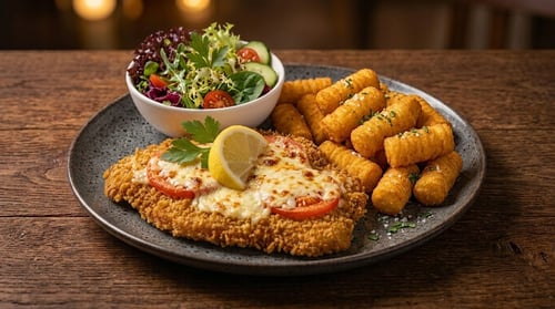 Hähnchenschnitzel mit Tomate Mozzarella