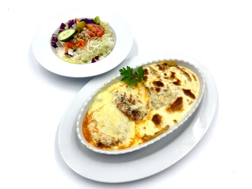 57 Zwei vegane Suzukis mit Käse überbacken