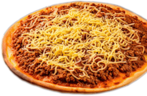 Spaghetti Bolognese auf Pizza 26cm
