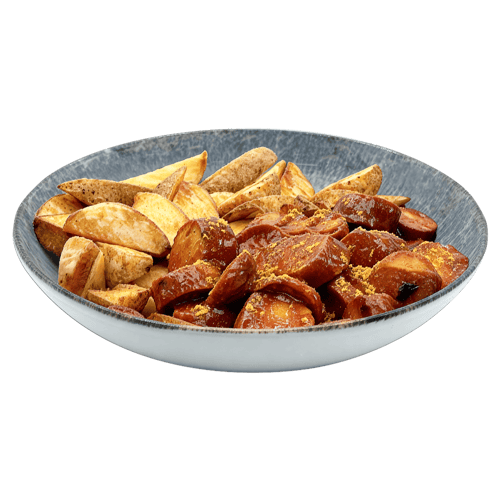 Currywurst mit Wedges