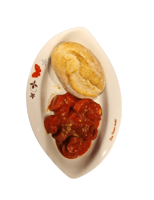 Currywurst mit Brötchen