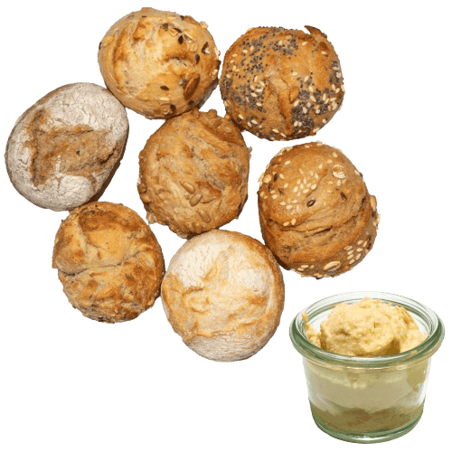 Mini Brötchen Mix mit Hummus