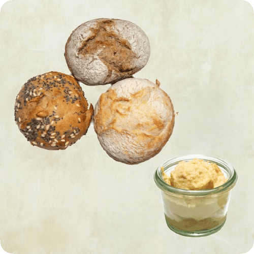 Mini Brötchen Mix mit Hummus