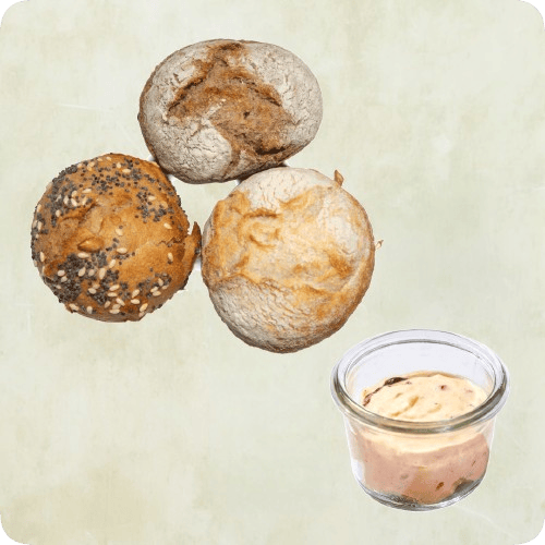Mini Brötchen Mix mit Paprika Dip