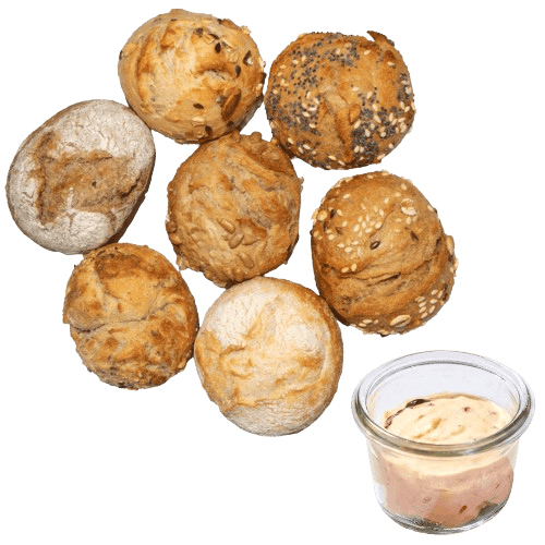 Mini Brötchen Mix mit Paprika Dip