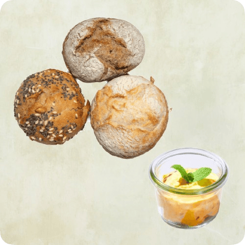 Mini Brötchen Mix mit Curry Dattel Dip