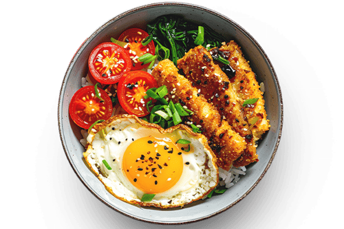 Donburi geb. veganem Fischfilet (vegan)