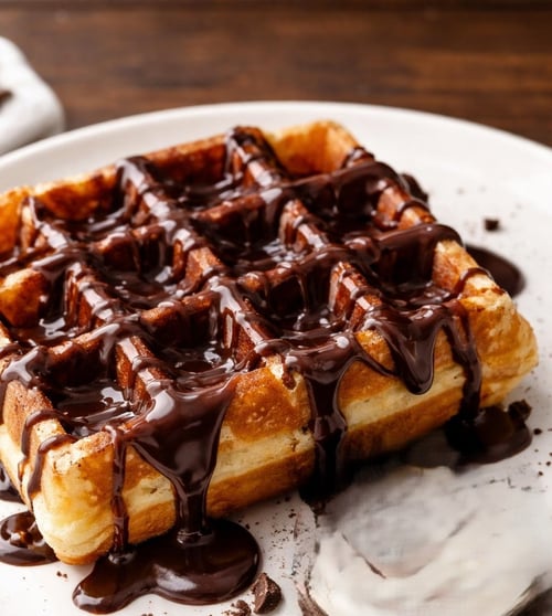 Waffel mit Schoksauce