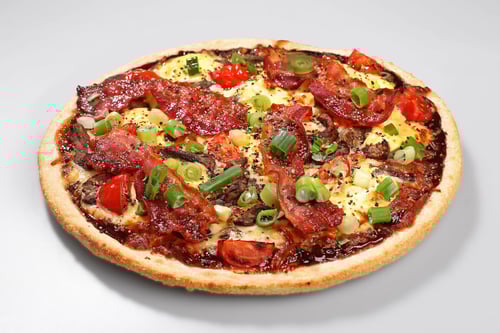 Pizza Steak and Bacon Mini + Pizzaknoblauch-Dip