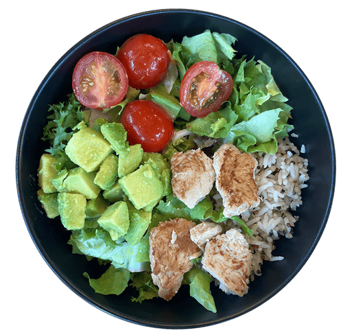 Snackbowl Avocado Chicken Crush mit  Reis