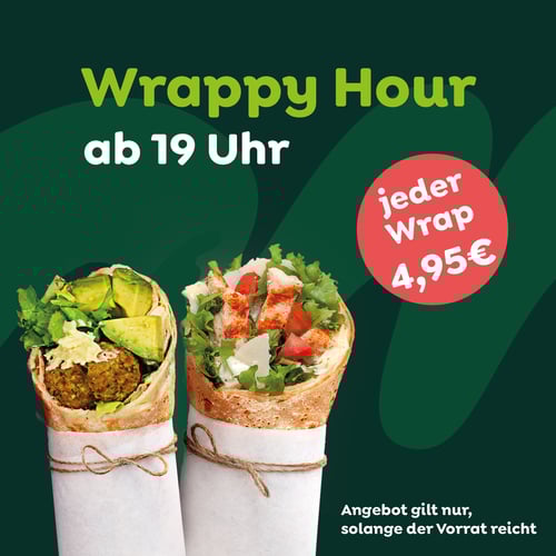 WrappyHour - ab 19:00Uhr - jeder Wrap nur 4,95EUR