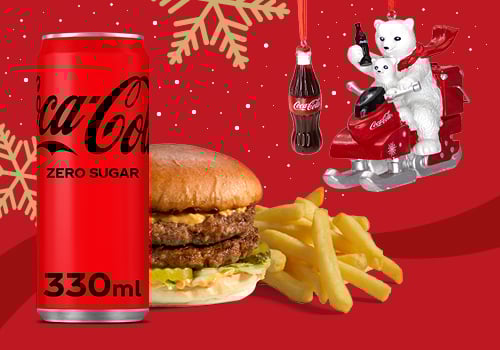 Berenburgermenu + Coca Cola + gratis Coca Cola kerstbal