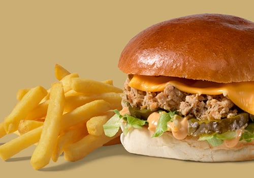 Pulled chicken burger menu