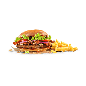 Texas Burger mit Pommes frites