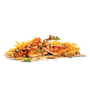 Bauernschnitzel mit Pommes frites Bauernschnitzel mit Pommes frites