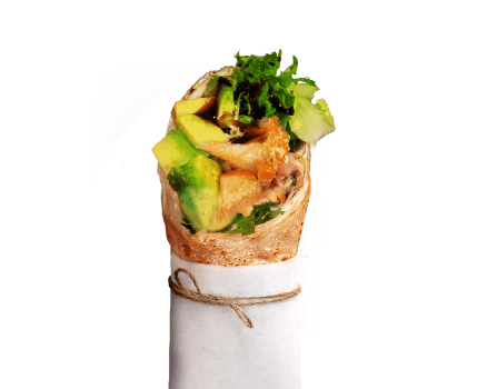 Teriyaki Lachs Wrap (Halb) Teriyaki Lachs Wrap (Halb)