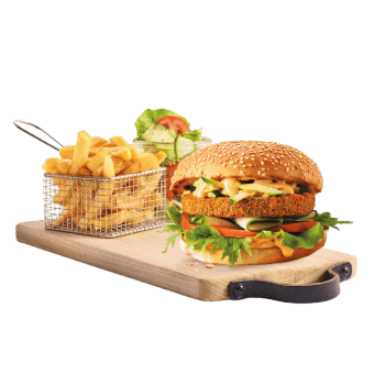 Vega spinazie/kaasburger Menu Vega spinazie/kaasburger Menu
