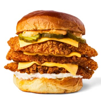 Triple Nashville Hot Chicken Burger Triple Nashville Hot Chicken Burger