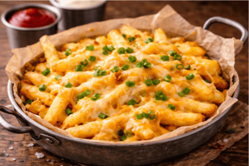 Pommes mit Käse überbacken Pommes mit Käse überbacken