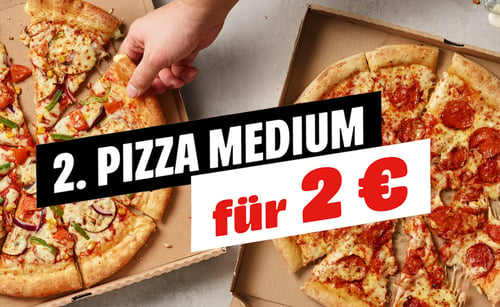 2 € für die 2. Pizza Medium (Mindestbestellwert 25 €)