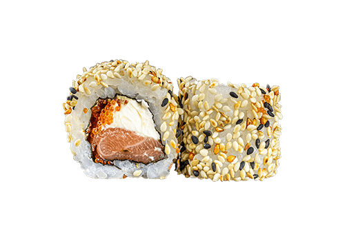 Philadelphia Spicy Salmon Roll ( Lachs, Fri.Käse, Tobiko, Wassabi ) (halbe Rolle)