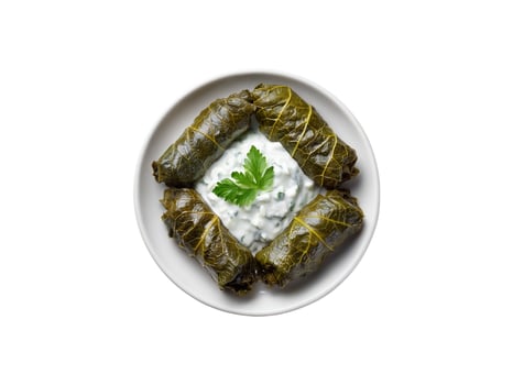 Portion Gefüllte Weinblätter mit Zaziki